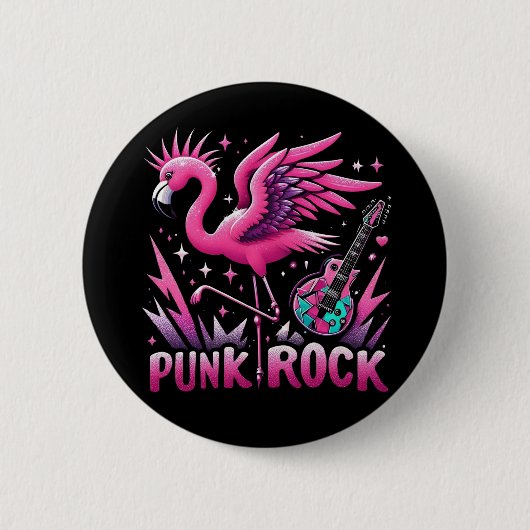 punk rock, Flamingo rock Ronde Button 5,7 Cm (Voorkant)