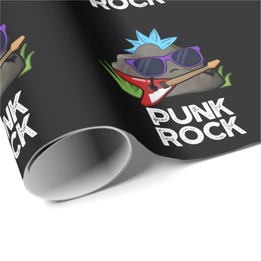 Punk Rock Funny Music Pun Dark BG Cadeaupapier (Rol Hoek)