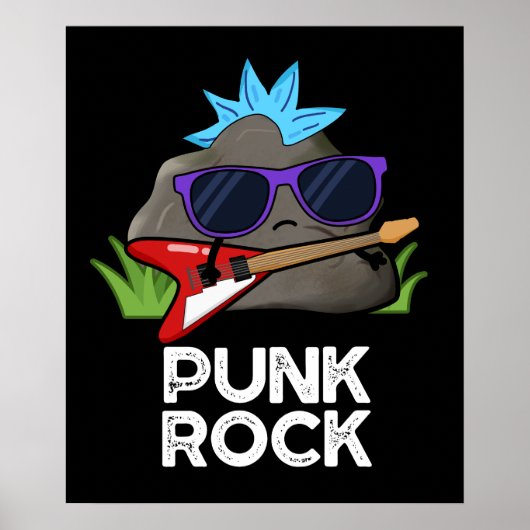 Punk Rock Funny Music Pun Dark BG Poster (Voorkant)
