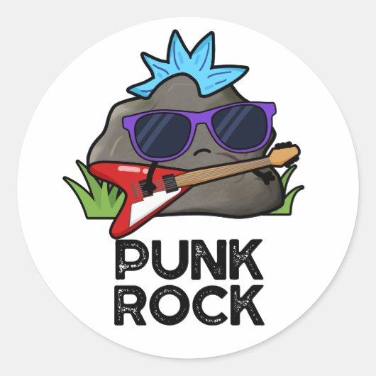 Punk Rock Funny Music Pun Ronde Sticker (Voorkant)