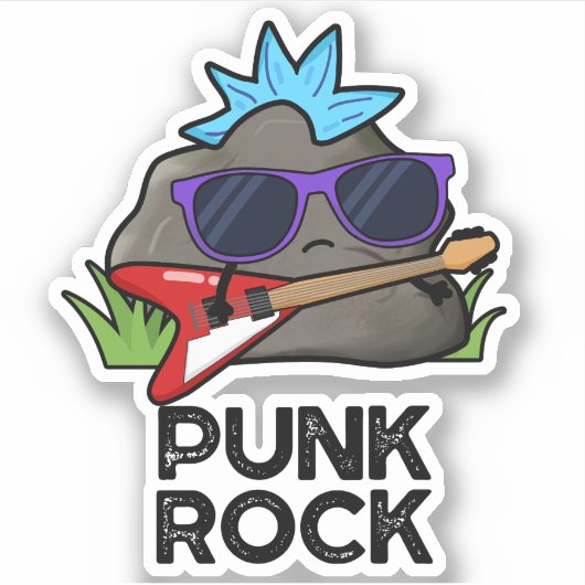 Punk Rock Funny Music Pun Sticker (Voorkant)