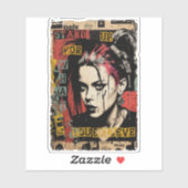 Punk Rock Girl Street Art Quote Graffiti Grunge Sticker (Vel)