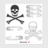 Punk Rock Gothic schedels en veiligheidsspelden Sticker (Vel)