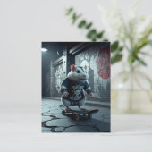 Punk Rock Gothic Skateboarding Hamster Briefkaart (Staand voorkant)