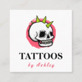 Punk Rock Gothic Skull Tattoo Artist Salon Studio Vierkante Visitekaartje (Voorkant)