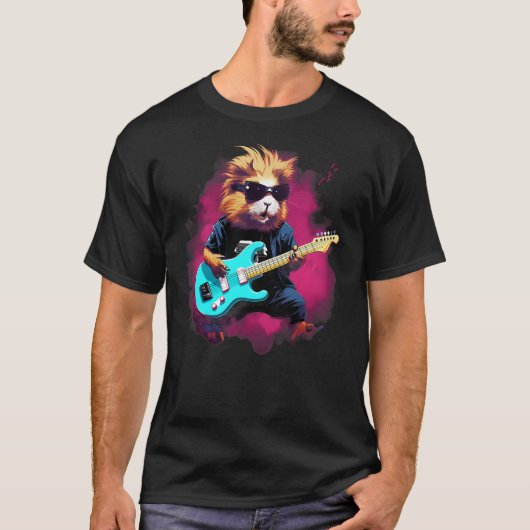 Punk Rock Guitar Guinea Pig Guitarist T-shirt (Voorkant)