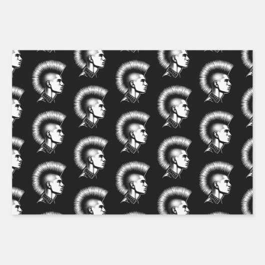 Punk Rock Guy met Mohawk Kapsel Mode Inpakpapier Vel (Voorkant 3)
