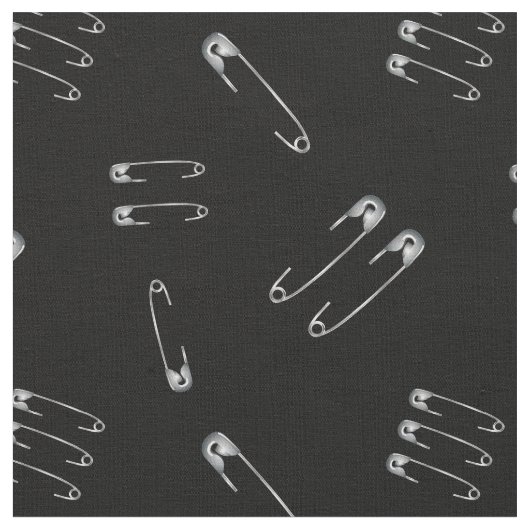 Punk Rock Heavy Metal Gothic Safety Pin Pattern Stof (Close Up)