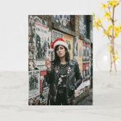 Punk Rock Kerst Riot Vakantie Kaart (Gele Bloem)