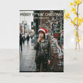 Punk Rock Kerst Riot Vakantie Kaart (Gele Bloem)