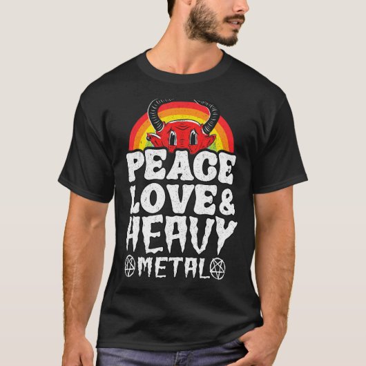 Punk Rock Kids Metal Rainbow Satan Peace Love & He T-shirt (Voorkant)