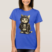 Punk Rock Kitten Schattige Cat Design T-shirt (Voorkant)