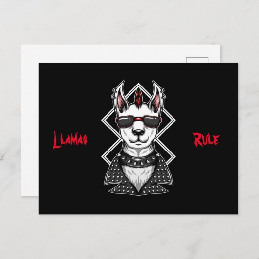 Punk Rock Llamas Rule Briefkaart (Voorkant / Achterkant)