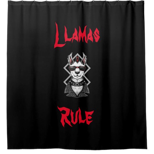 Punk Rock Llamas Rule Douchegordijn (Voorkant)
