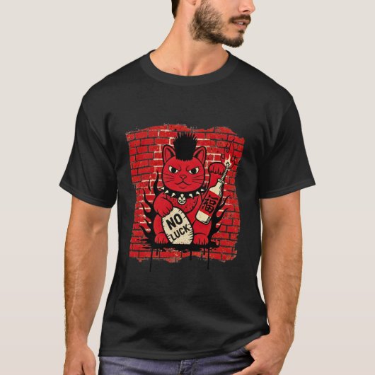 Punk Rock Maneki Neko - Anarchy Lucky Cat Graffiti T-shirt (Voorkant)