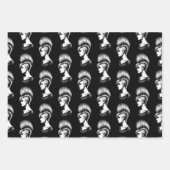 Punk Rock Meisje met Mohawk Kapsel Mode Inpakpapier Vel (Voorkant 2)