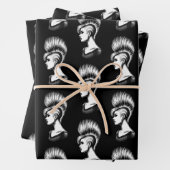 Punk Rock Meisje met Mohawk Kapsel Mode Inpakpapier Vel (In situ)