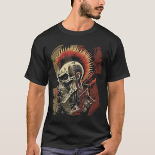 Punk Rock Mohawk Schedel Zwart met Studs T-shirt