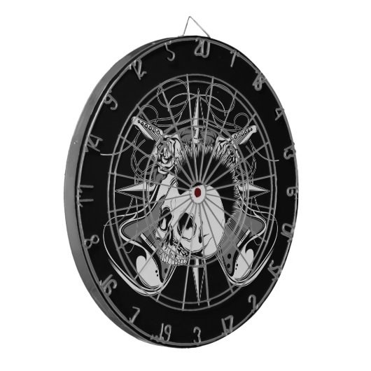 Punk Rock Mohawk Skull Rozen Guitars Spikes Dartbord (Voorkant Links)