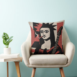 Punk Rock Mona Lisa Guitar Art Kussen