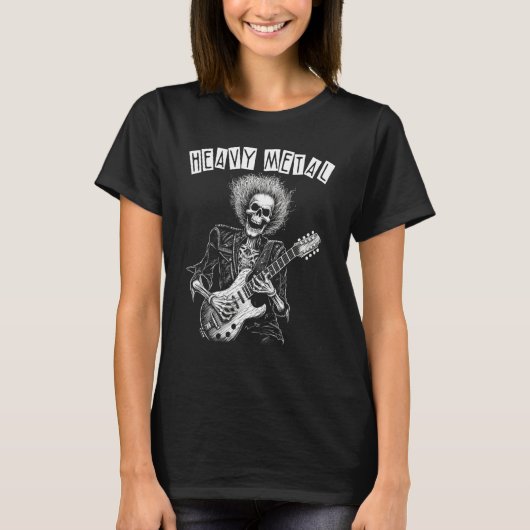 Punk Rock N Roll Skeleton Guitarist Heavy Metal T-shirt (Voorkant)