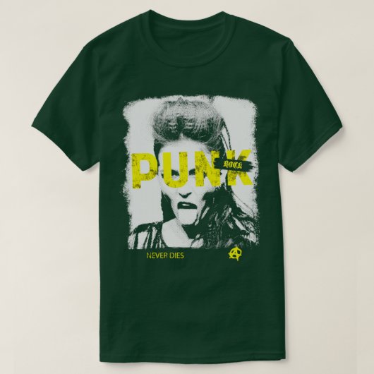 Punk Rock Never Dies Muziek T-shirt (Design voorkant)