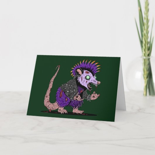 Punk Rock Opossum Zombie Kaart (Voorkant)