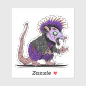 Punk Rock Opossum Zombie Sticker (Vel)