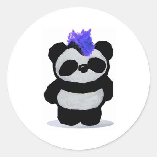 Punk Rock Panda Ronde Sticker (Voorkant)