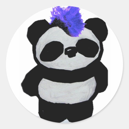 Punk Rock Panda Ronde Sticker (Voorkant)