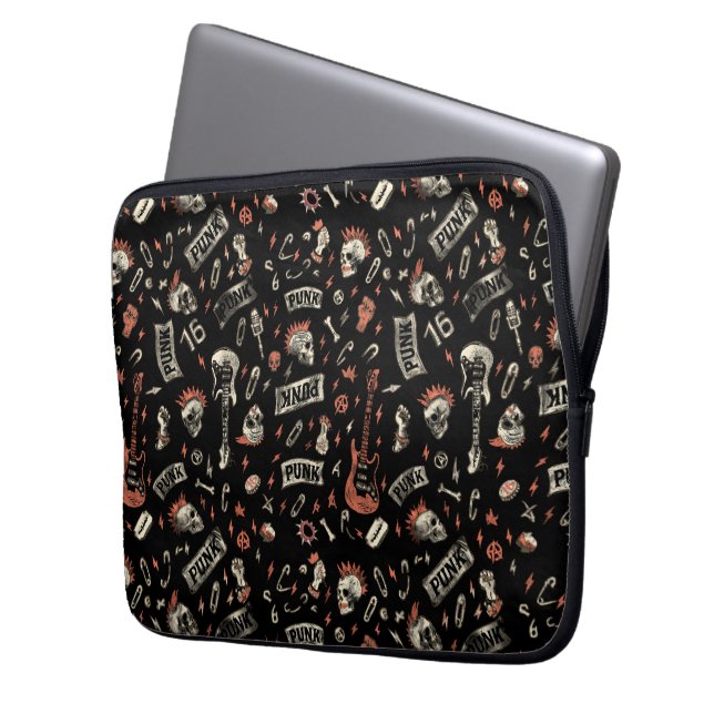 Punk Rock Pattern - Bold & Rebellious Laptop Sleeve (Voorkant Links)