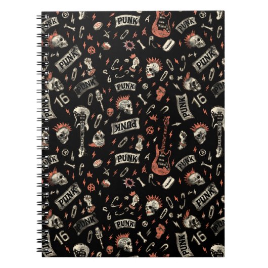 Punk Rock Pattern - Bold & Rebellious Notitieboek (Voorkant)