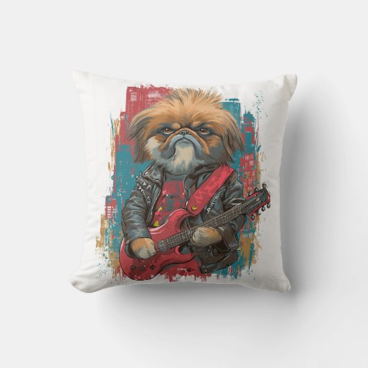 Punk Rock Pekingees ï¿½ Rebel Dog Kussen (Voorkant)
