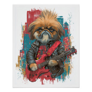 Punk Rock Pekingese � Rebel Hond Perfect Poster
