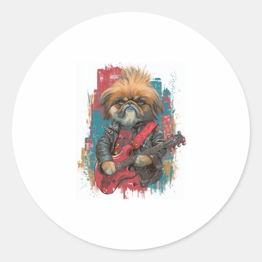 Punk Rock Pekingese � Rebel Dog Ronde Sticker (Voorkant)
