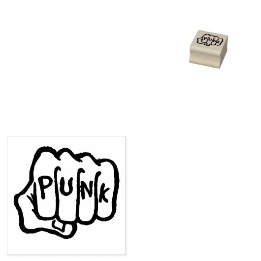 Punk Rock Print Wood Rubberstempel (Gestempeld)