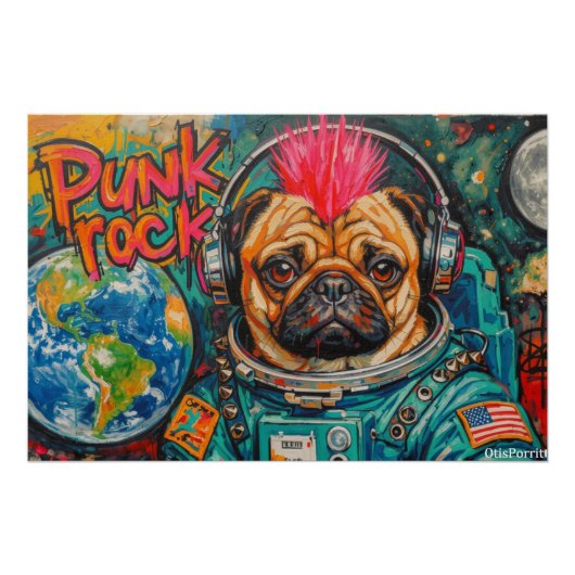 PUNK ROCK PUG RUIMTEVAART 7 PERFECT POSTER (Voorkant)