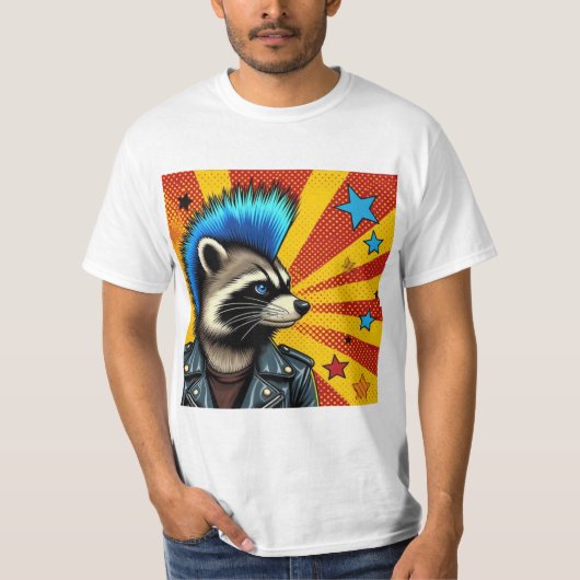 PUNK ROCK RACCOON 2 T-SHIRT (Voorkant)