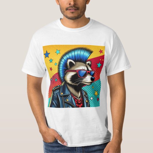 PUNK ROCK RACCOON 3 T-SHIRT (Voorkant)