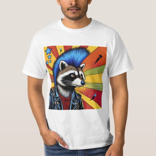 PUNK ROCK RACCOON 4 T-SHIRT (Voorkant)