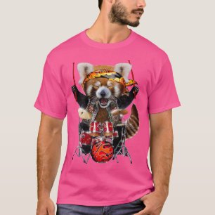 Punk Rock Red Panda die Drums spelen T-shirt