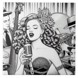 Punk Rock Rockabilly Retro Glam Zwart & Wit Tegeltje