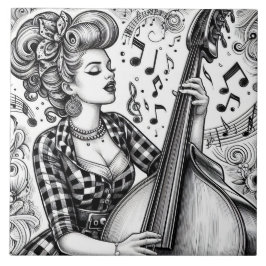 Punk Rock Rockabilly Retro Glam Zwart & Wit Tegeltje
