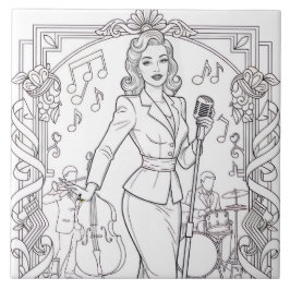 Punk Rock Rockabilly Retro Glam Zwart & Wit Tegeltje