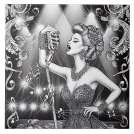 Punk Rock Rockabilly Retro Glam Zwart & Wit Tegeltje