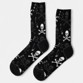 Punk Rock Safety Pins and Skulls Pattern Sokken (Links)