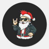 Punk Rock Santa Claus Emo Christmas Rocker Pajamas Ronde Sticker (Voorkant)