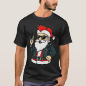Punk Rock Santa Claus Emo Christmas Rocker Pajamas T-shirt (Voorkant)