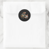 Punk Rock Schildpad Trapperd Vlammende Ll Ronde Sticker (Tas)