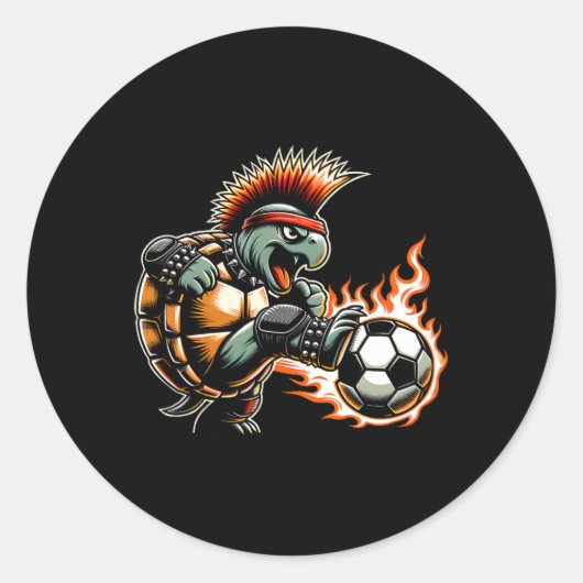 Punk Rock Schildpad Trapperd Vlammende Ll Ronde Sticker (Voorkant)